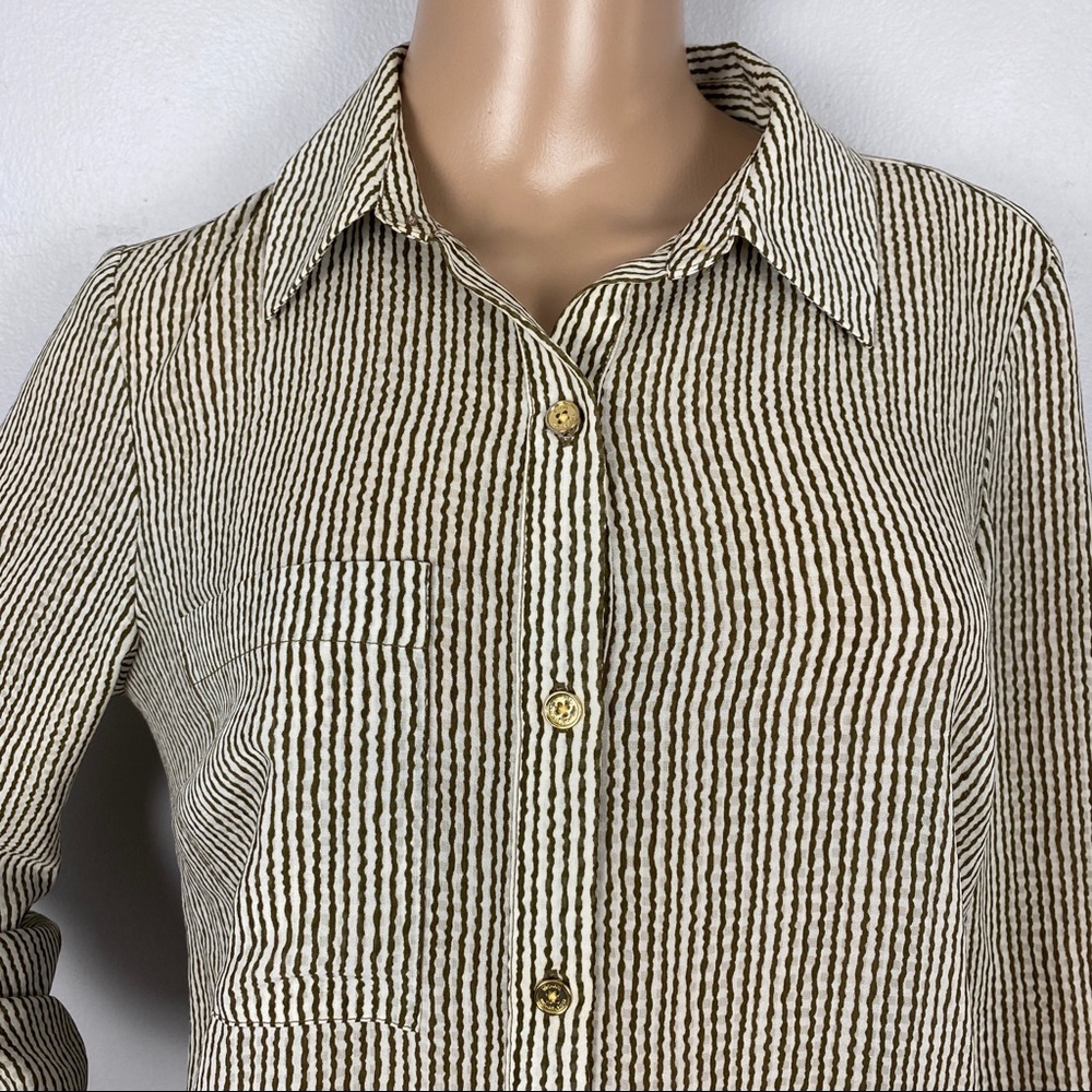 NEW MICHAEL MICHAEL KORS BEIGE STRIPED SHIRT DRESS - Picture 3 of 5